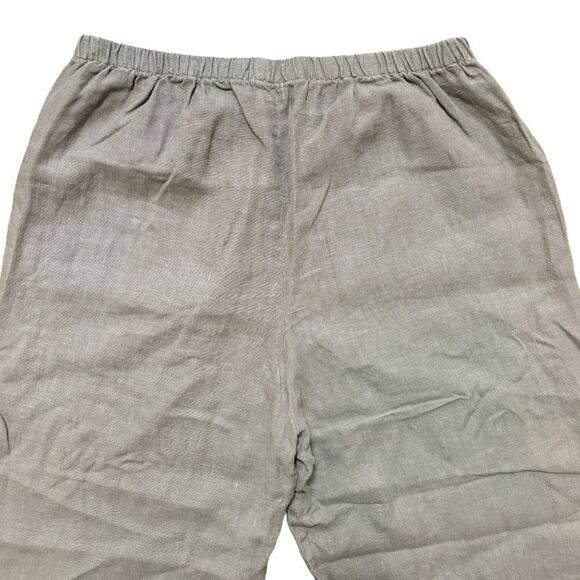 HEAVEN 100% Linen High Rise Straight Crop Pull On Pants in Taupe Brown SZ M - Picture 4 of 9